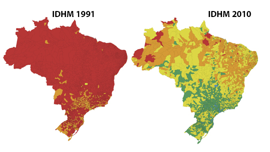 IDH do Brasil de acordo com o Censo 2010.