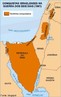 Em 5 de junho de 1967, inicia-se a Guerra dos Seis Dias: Israel ocupa o Sinai, a Faixa de Gaza, a Cisjordnia, as Colinas de Gol e Jerusalm Oriental, recuperando o Muro das Lamentaes. Em 22 de novembro de 1967, a ONU aprova a Resoluo 242, ordenando a Israel que devolva os territrios e aos pases rabes que reconheam Israel como Estado Independente.</br></br> Palavras-chave: Poltica. Espao Geogrfico. Territrio. Lugar. Pas. Israel. Mapa.