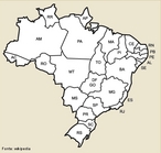 Mapa mudo do Brasil com a diviso e as siglas dos estados.</br></br>Palavras-chave: Mapa. Brasil. Diviso Poltica. Dimenso Socioambiental. Lugar. Territrio. Regio. Dimenso Econmica da Produo do e no Espao.