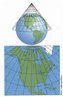 O mapa  construdo imaginando-o desenhado num cone que envolve a esfera terrestre, sendo, em seguida, desenrolado. Na projeo cnica a esfera  projetada a partir do Equador, tangenciando um dos paralelos. O polo  projetado graas  forma prpria do cone. Os meridianos se cruzam no polo, semelhantemente ao que acontece na esfera. </br></br> Palavras-chave: Projees Cartogrficas. Mapas. Cartografia. Geografia. Mapeamento. Padronizao Cartogrfica. Linha do Equador. Paralelos. Meridianos.