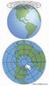 O mapa  construdo imaginando-o situado num plano tangente ou secante a um ponto na superfcie da Terra. As linhas traadas na esfera so projetadas no plano, partidas de certo ponto do interior da esfera, vindas do polo. Nessa projeo, os meridianos so irradiados do polo e projetados em linha reta.  medida que se afastam do ponto de tangncia - o polo  o espaamento e as dimenses dos paralelos e dos meridianos crescem rapidamente. </br></br> Palavras-chave: Projees Cartogrficas. Mapas. Cartografia. Geografia. Mapeamento. Padronizao Cartogrfica. Linha do Equador. Paralelos. Meridianos.