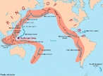 Uma grande parte a atividade vulcnica e dos abalos ssmicos mais fortes (terremotos) esto localizados nas bordas das placas tectnicas. Os limites das placas tectnicas e a localizao dos terremotos e vulces coincidem e se concentram em volta do oceano Pacfico (por isto esta regio  chamada de Crculo de Fogo do Pacfico). </br></br> Palavras-chave: Crculo de Fogo do Pacfico. Abalos Ssmicos. Placas Tectnicas. Terremotos. Vulces.
